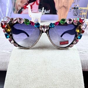 Colorful Gemstone Embellished Sunglasses